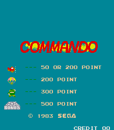 Commando Arcade — title screen