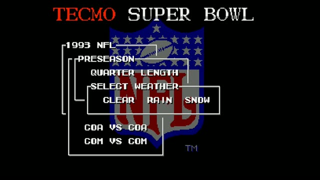 Tecmo Super Bowl gameplay screenshot